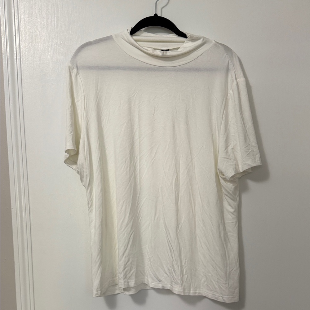 Mock neck white top